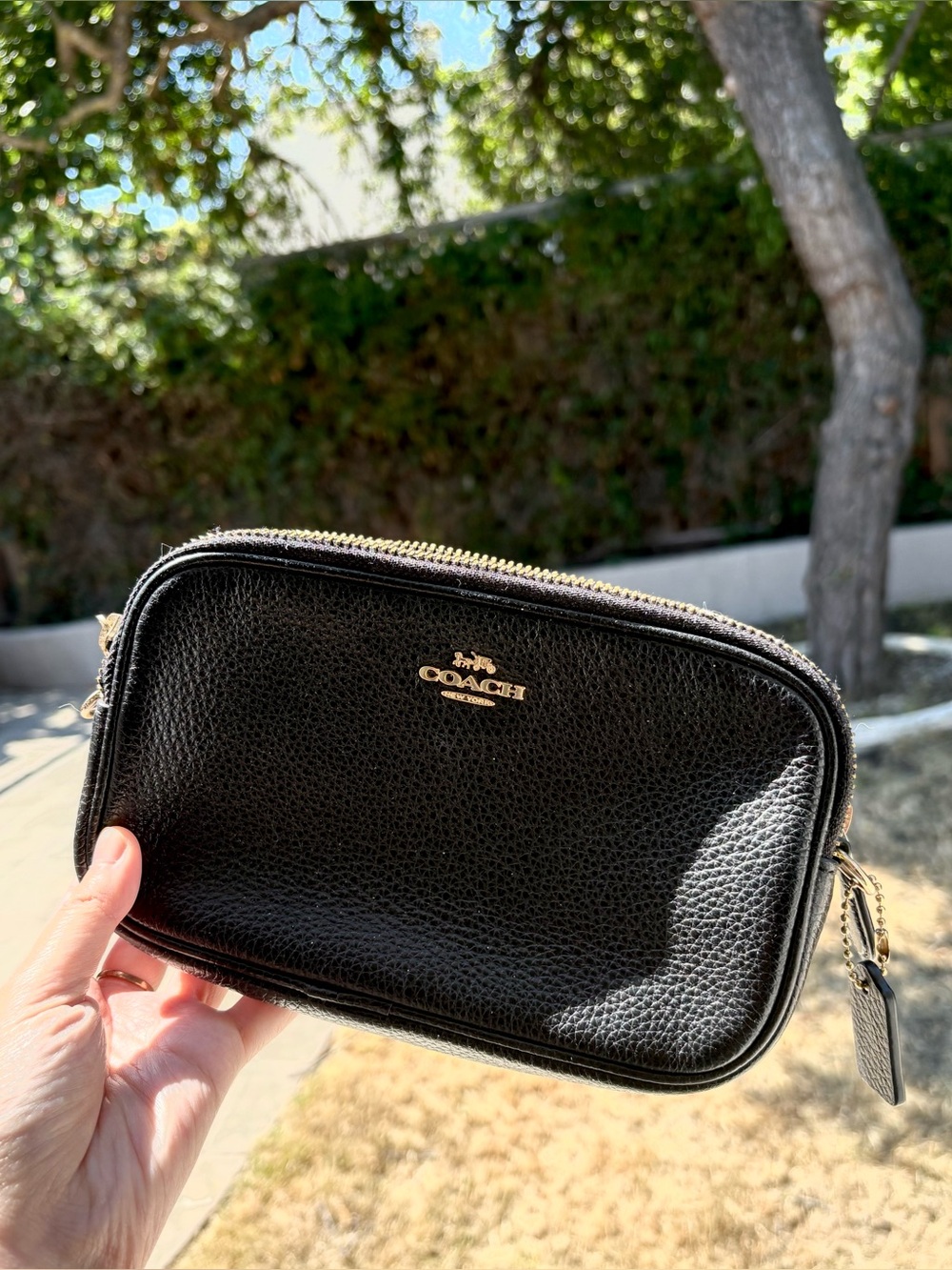 Coach Leather Handbag Clutch With Hang Tag Black Classic Style No Strap